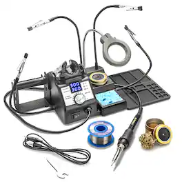 X-Tronic - 3060-PRO Soldering Iron Station with Adjustable Sleep & Temp Presets, °C/°F conversion, Calibration, & Accessories - Black