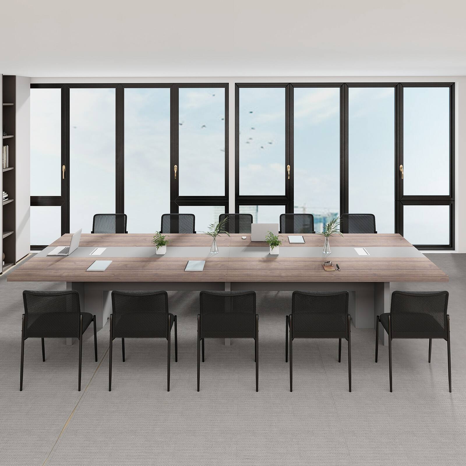 Alt View 1. Costway - Costway Office Guest Chair Set of 12 with Breathable Mesh Back Padded Seat for Waiting Room - Black.