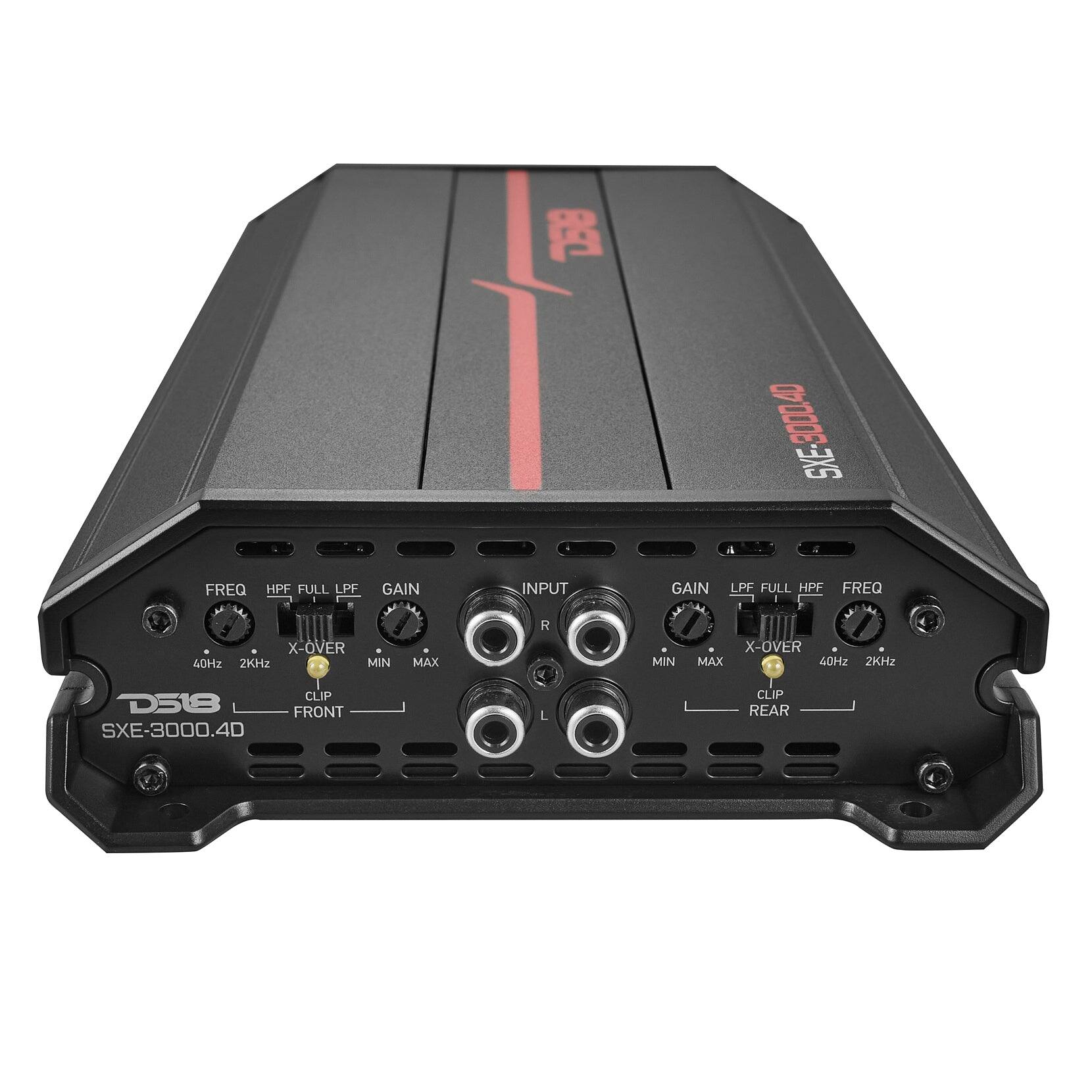 FREQ HPF FULL LPF  
GAIN  
INPUT  
GAIN  
SXE-3000.40 LPF FULL HPF FREQ  
X-OVER 40Hz 2KHz MIN  
MAX  
R  
MIN  
X-OVER MAX 40Hz 2KHz  
CLIP D518 FRONT SXE-3000.4D  
L  
CLIP REAR