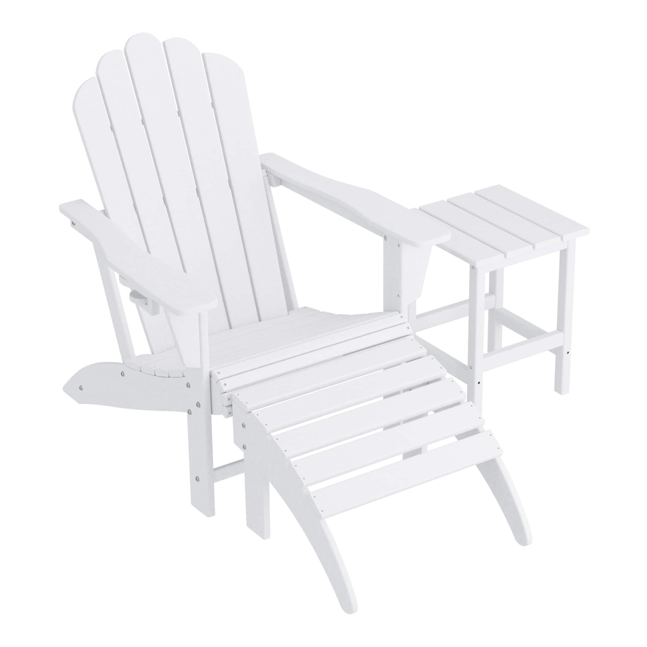 WestinTrends - Highland 3-Piece Adirondack Chair with Cup Holder and Folding Ottoman and Table Set - White price history on PriceWatchPro