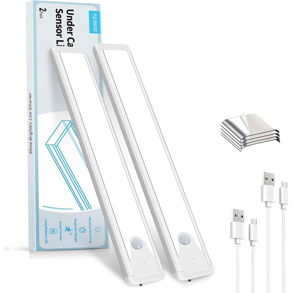 ACJPR - Under Cabinet Motion Sensor Light – Rechargeable, 6500K, 2-Pack