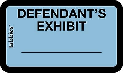 Tabbies - Defendant's Exhibit Pre-Printed Labels, 1" x 1-5/8", 252 Labels/Pack - Blue
