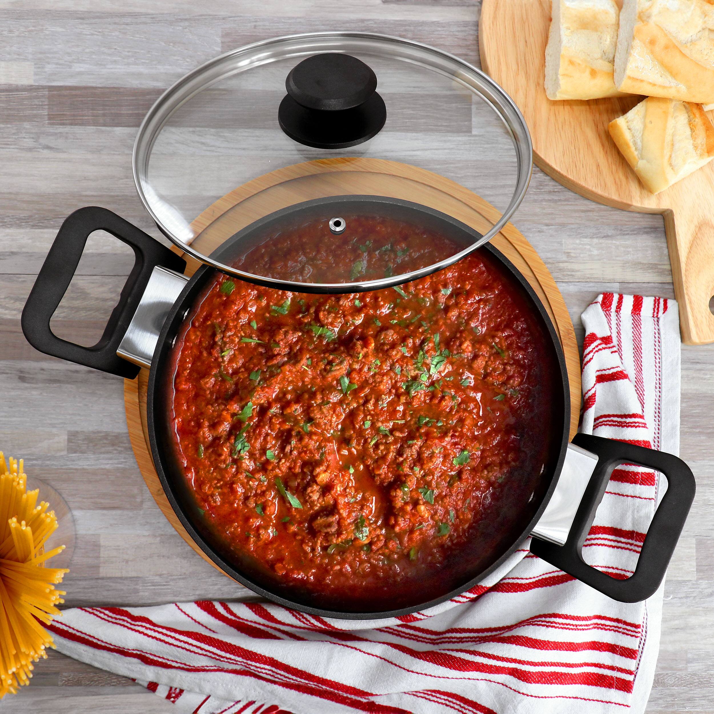 Alt View 4. Oster - Oster Connelly 4 Quart Textured Nonstick Aluminum Dutch Oven with Lid in Black - Black.