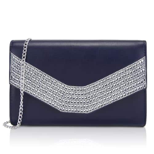 Fabibe - Evening Bag For Women Suede Envelope Purses Crossbody Shoulder Clutch. Material The clutch purse s surface is made of - Rhinestone-leather Navy Blue