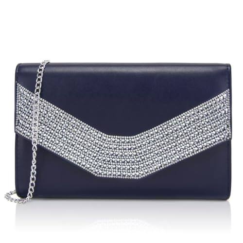Rhinestone-leather Navy Blue