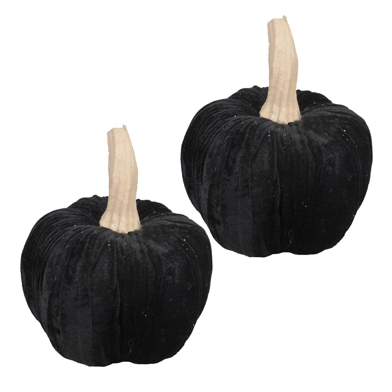 Alt View 1. Boyel Living - Set of 2 Large Black Velvet Pumpkin for Halloween Decor - Black.