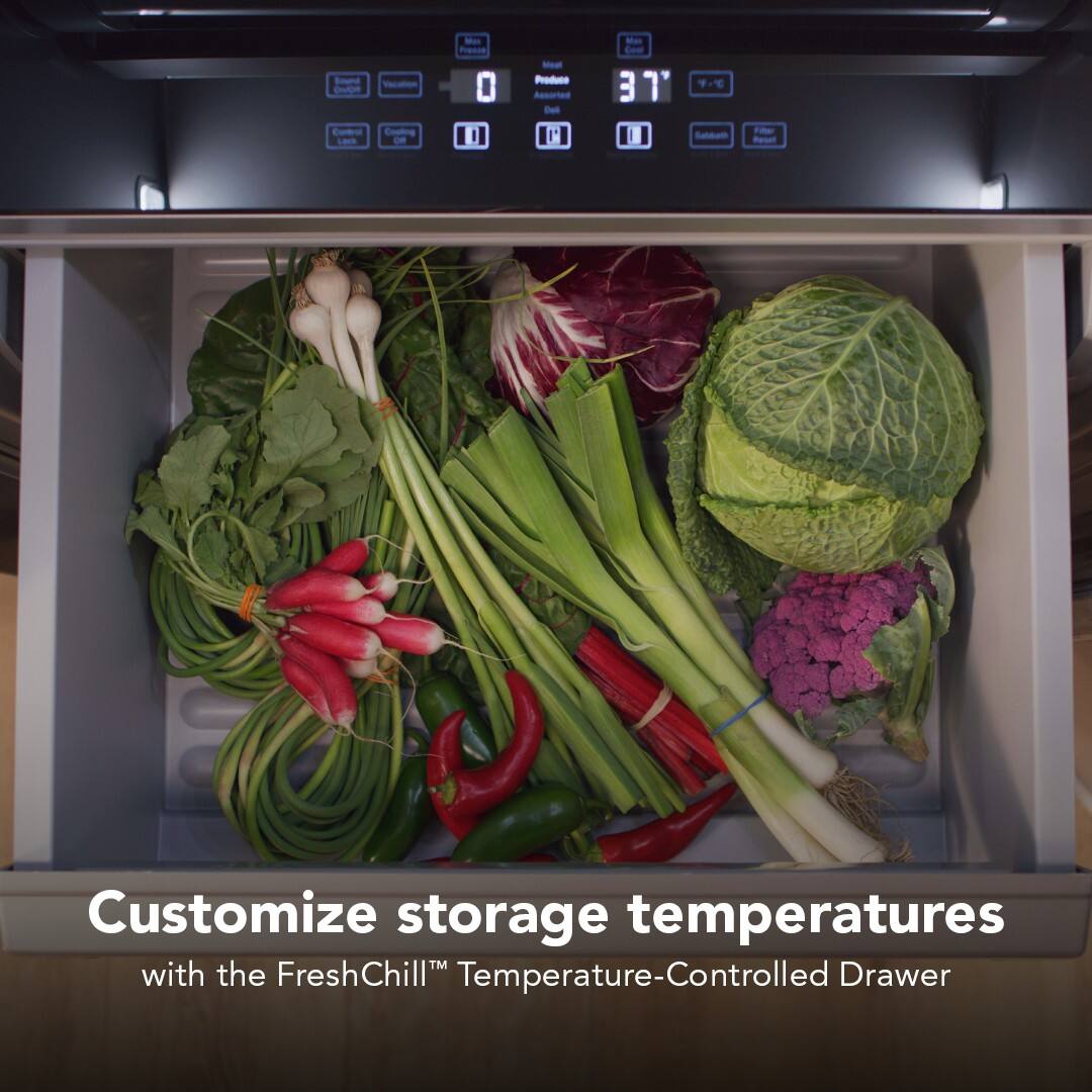 Customize storage temperatures with the FreshChill™ Temperature-Controlled Drawer