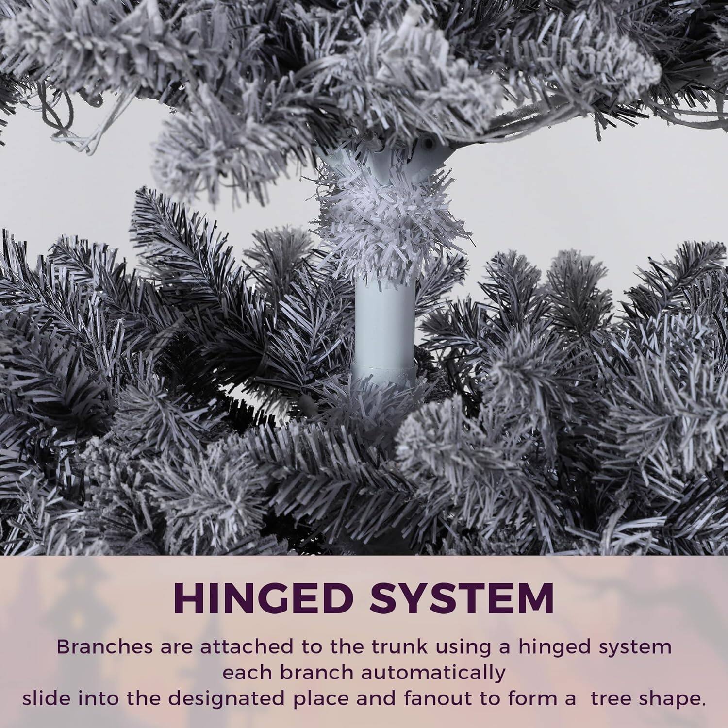 HINGED SYSTEM

Branches are attached to the trunk using a hinged system. Each branch automatically slides into the designated place and fans out to form a tree shape.