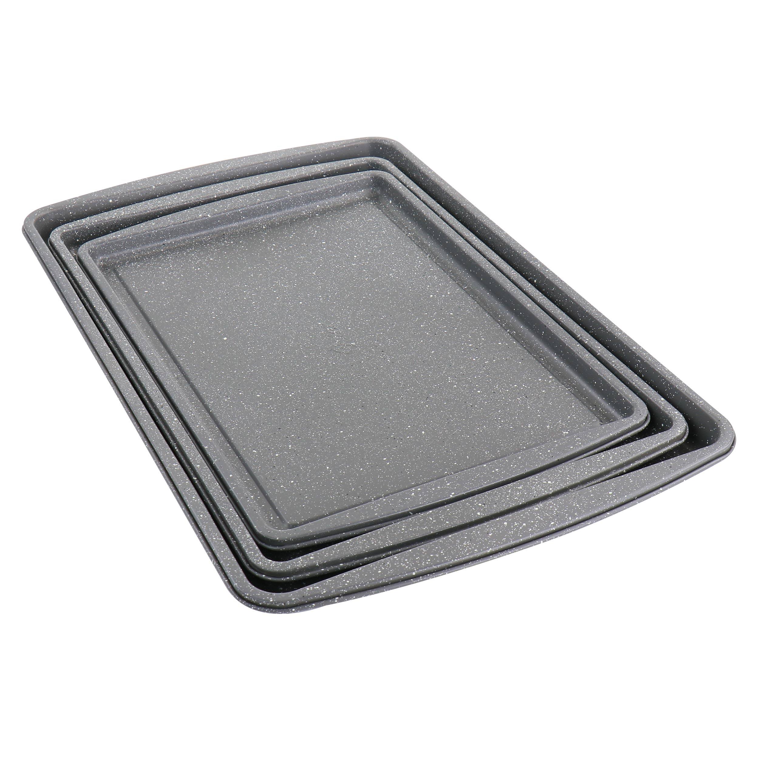 Oster - 3 Piece Carbon Steel Cookie Sheet in Greystone - Gray