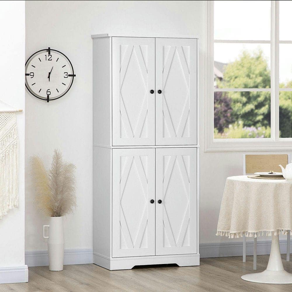 Kadyn - Farmhouse Tall Freestanding Pantry Cabinet with Doors and Shelves for Kitchen Storage - White