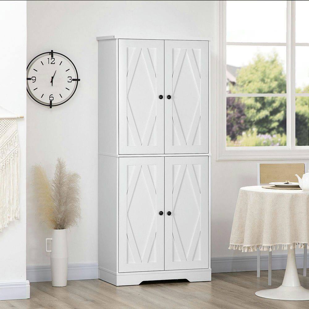 Front. Kadyn - Farmhouse Tall Freestanding Pantry Cabinet with Doors and Shelves for Kitchen Storage - White.