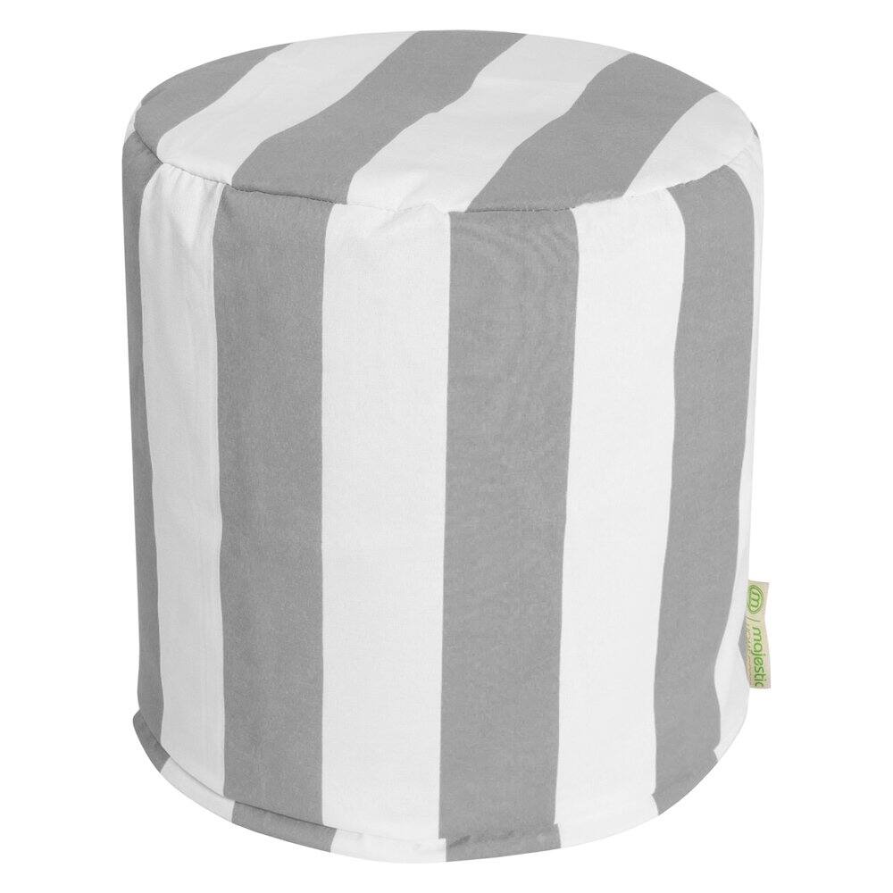 Front. Majestic Home - Pouf Vertical Stripe Gray - Gray.