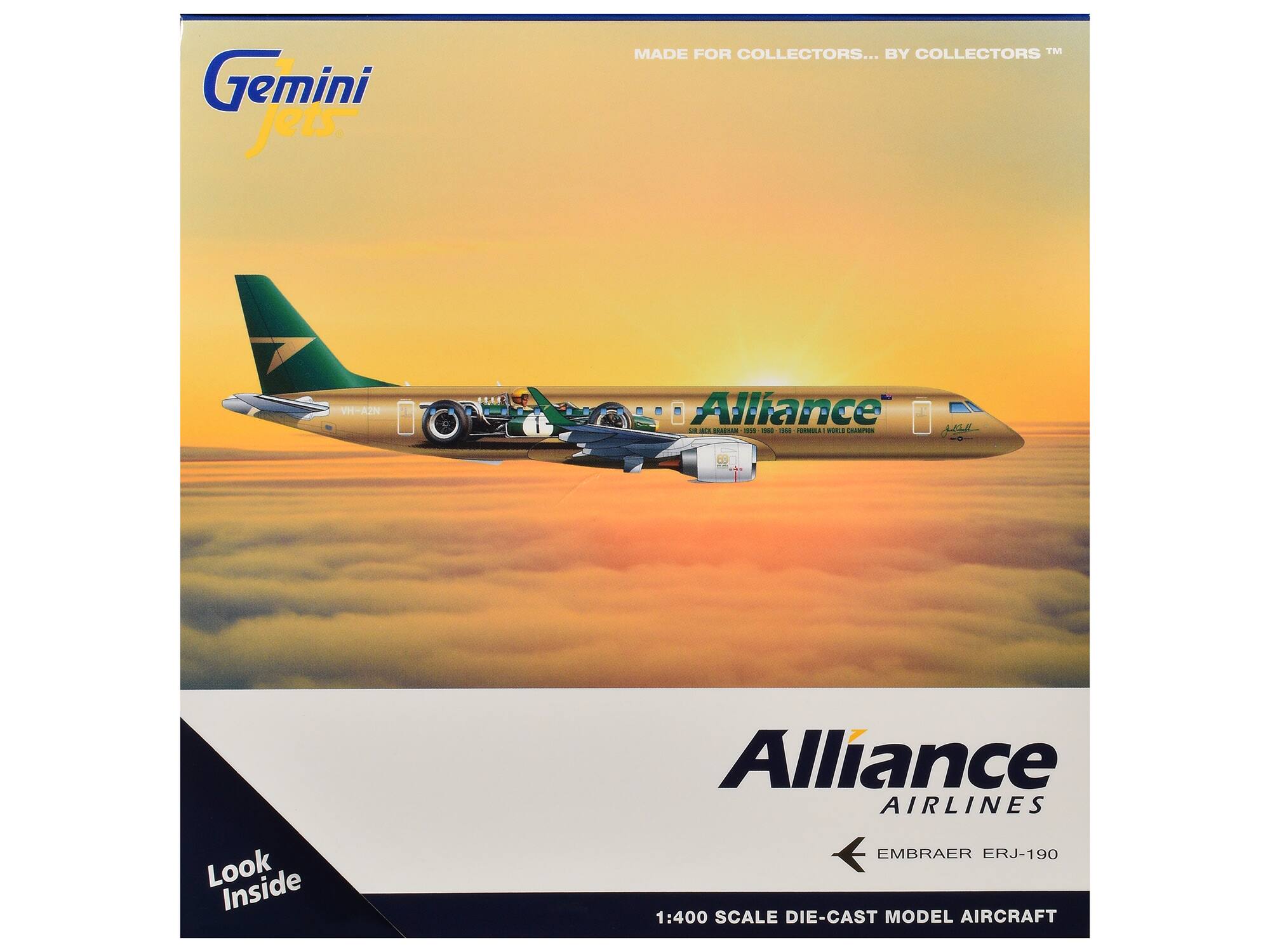 Gemini Jets MADE FOR COLLECTORS... BY COLLECTORS™  
VH-A2N  
Alliance Airlines  
EMBRAER ERJ-190  
1:400 SCALE DIE-CAST MODEL AIRCRAFT