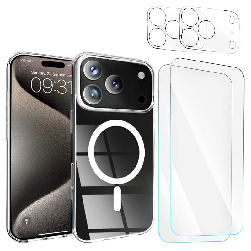 Entronix - 5-in-1 Protection Bundle for iPhone 17 Pro Max - Case, Screen & Lens Protectors - Clear