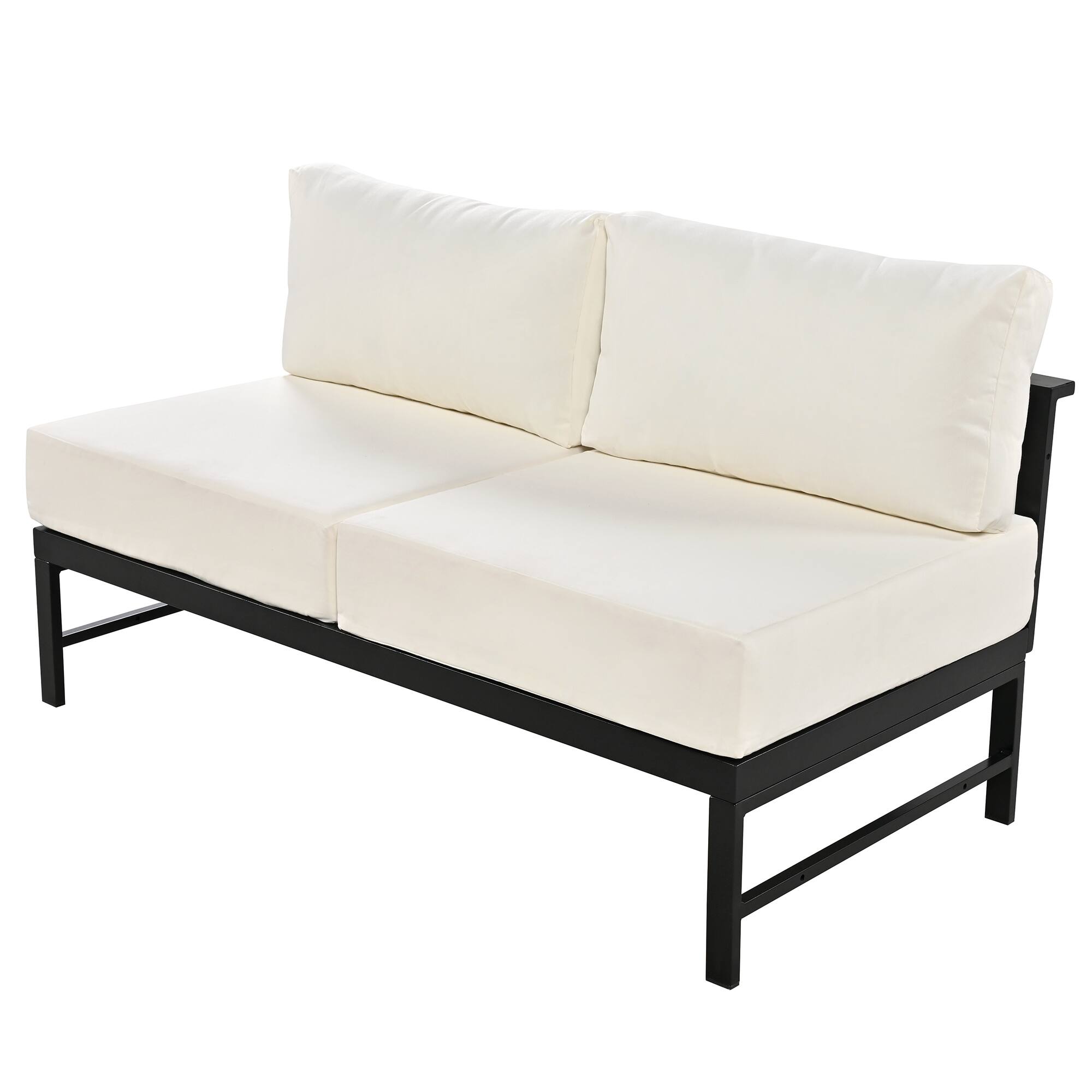 Alt View 5. Siljoy - U-shaped multi-person outdoor sofa set, suitable for gardens, backyards, and balconies - White.