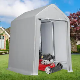 Acekool - 10'x10' Heavy Duty Outdoor Storage Shed & Carport Canopy with Roll-Up Door, Waterproof, Removable Sidewalls - Gray