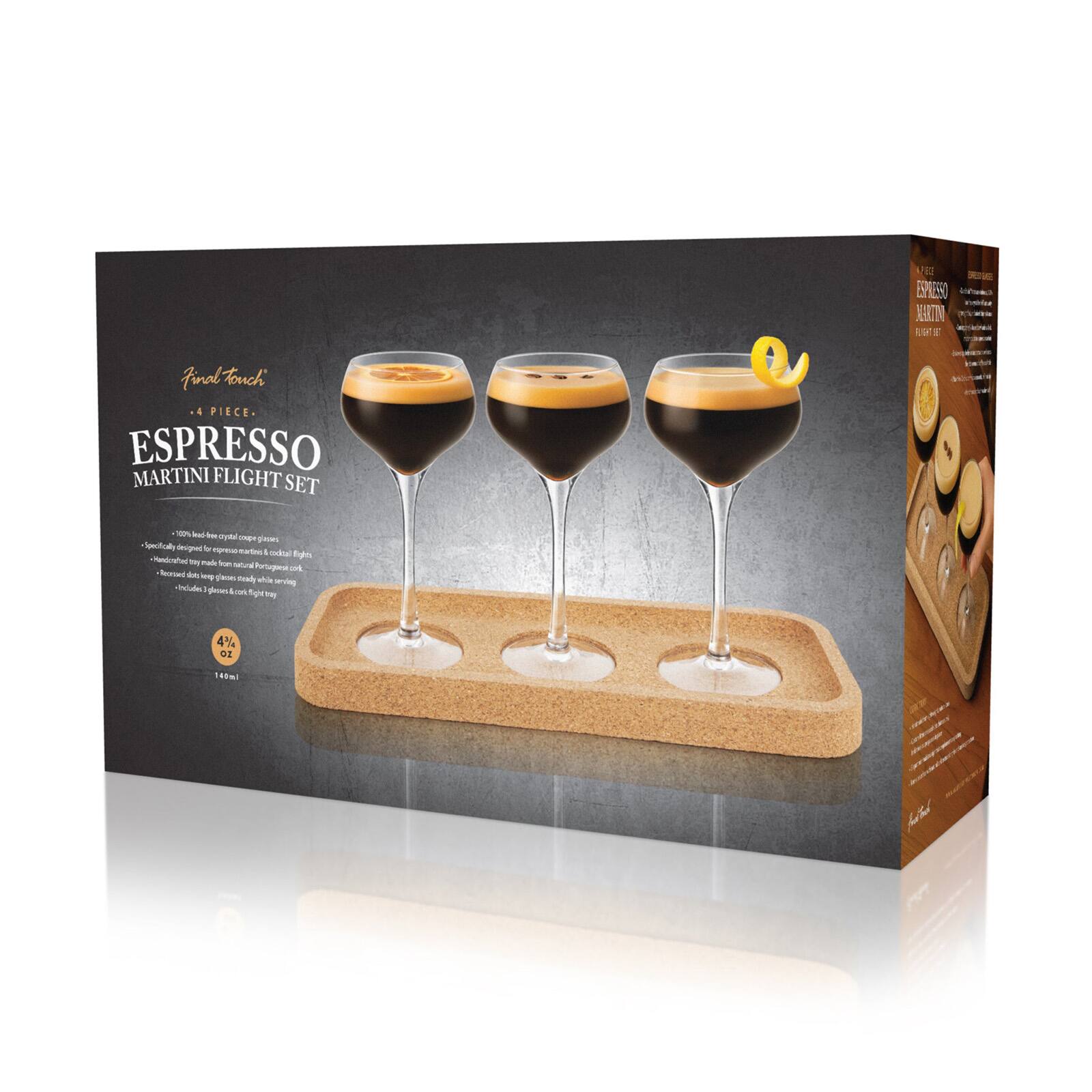 Final Touch 4 PIECE. ESPRESSO MARTINI FLIGHT SET

100% lead free crystal coupe glasses + Specifically designed by expresse madris & moktal Rights Handcrafted Pay made for Natural Portuguese at Recerved de up place: sendy whis serving Includes glasses cork flight Yay

4% OZ
140ml