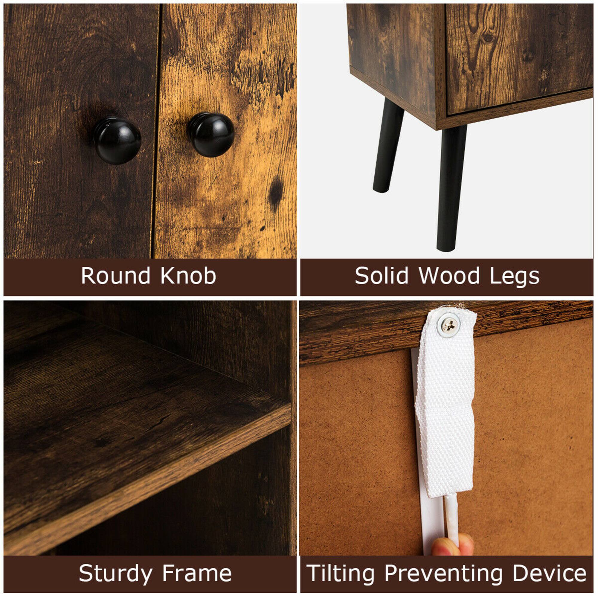 Round Knob, Solid Wood Legs, Sturdy Frame, Tilting Preventing Device