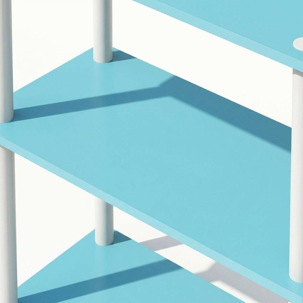 Alt View 1. FurniFact - Engineered Wood Bookcase with Adjustable Shelves for Durable Storage - Light Blue/White.