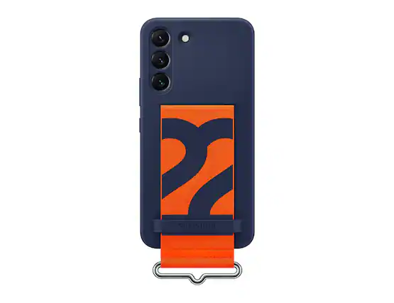 Front. Samsung - Samsung Cover With Strap For Galaxy S22 I Color: Navy/Orange - Navy/Orange.