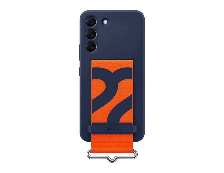 Front. Samsung - Samsung Cover With Strap For Galaxy S22 I Color: Navy/Orange - Navy/Orange.