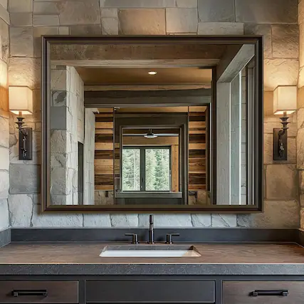 Front. ULTRUE - Ultrue UTBM0RT01CO10181 Retro Copper Effect 32x40 Framed Wall Mirror.