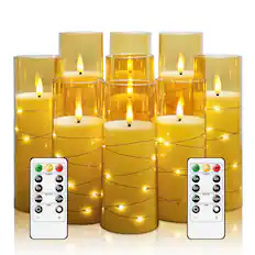 ON LIGHT OFF
TIMER: 2H 4H 6H 8H
MODE: Candle Light
DIM - +