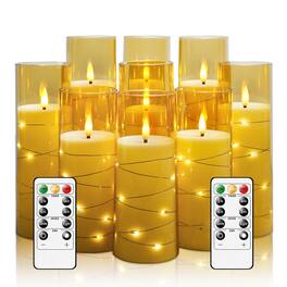 Dazzed Corner - Flameless LED Candles with Timer, 9 Pack Flickering Battery Operated Candles for Romantic Ambiance - Gold