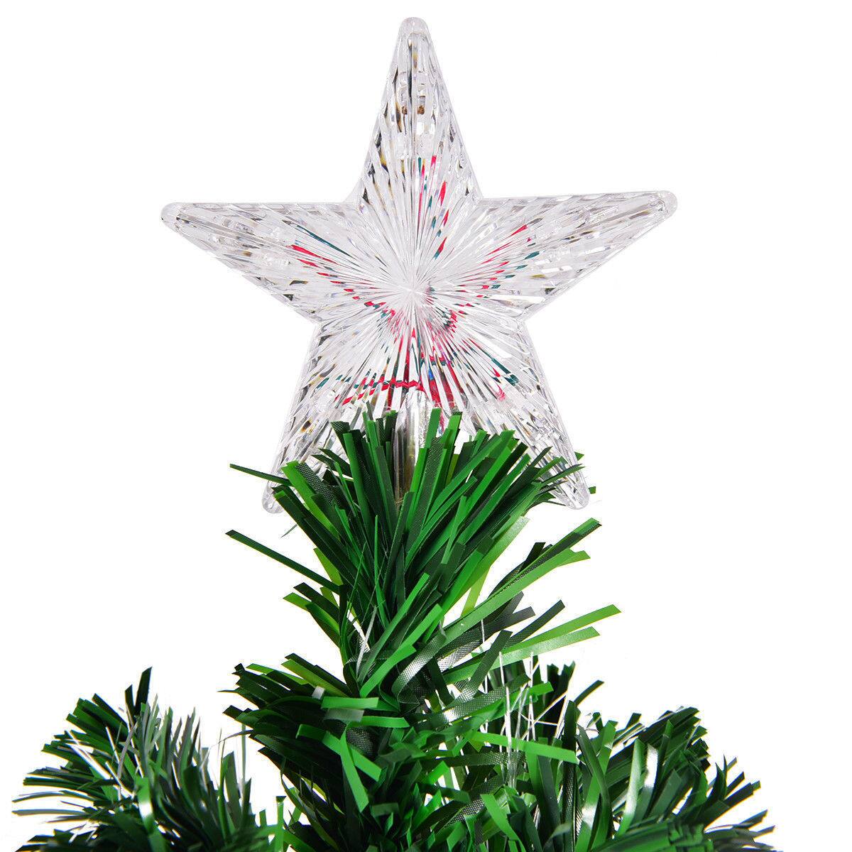 Alt View 14. Costway - 6FT Pre-Lit Fiber Optic Christmas Tree Multicolor Lights - Green.