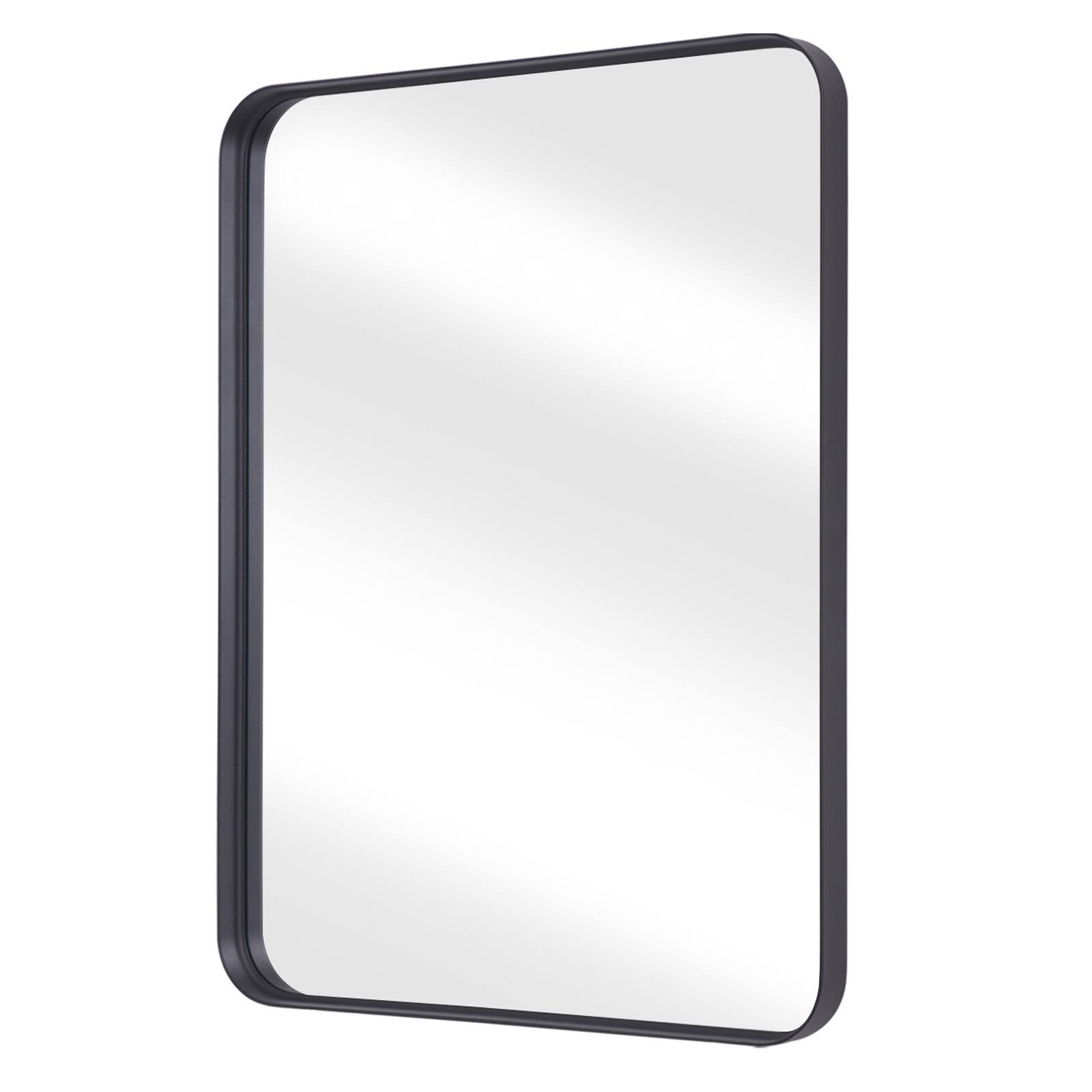 Alt View 2. Easly - Black 30 in. W x 40 in. H Rectangle Aluminum Alloy Deep Frame Vanity Wall Mirror - Black.