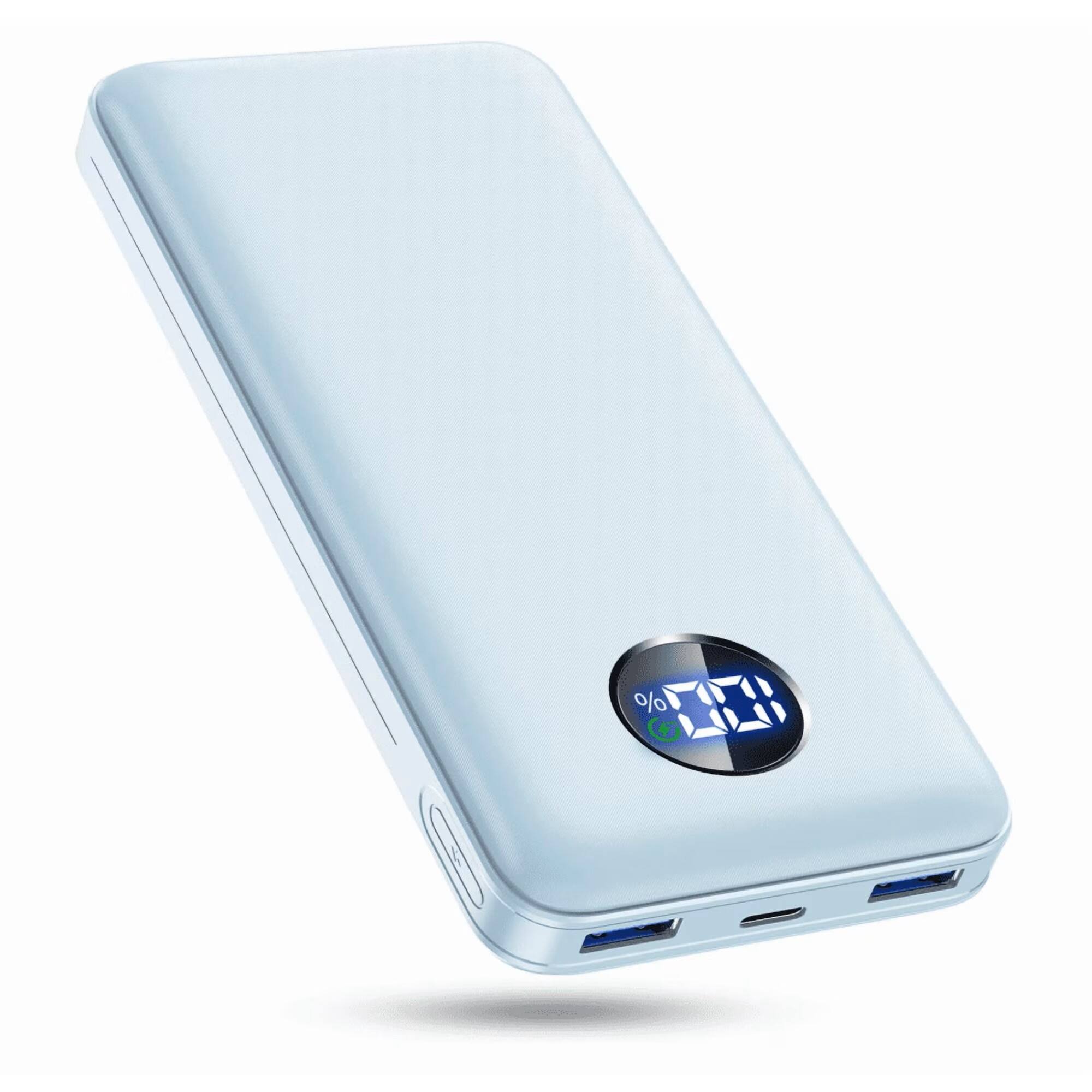 Front. Trigiz - 60000mAh Portable Power Bank, 22.5W Fast Charging External Battery Pack With Built In 3 In 1 Cable, Travel Camping Charg - blue.
