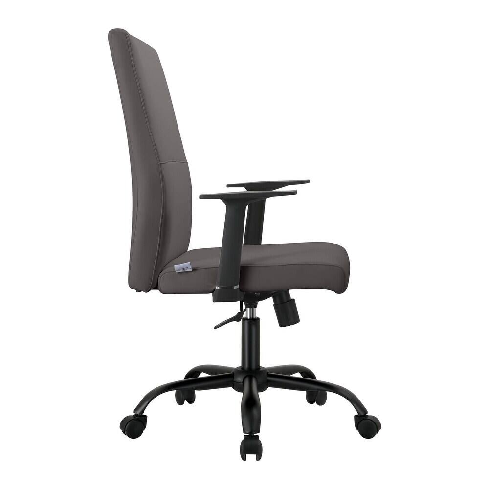 Alt View 1. LeisureMod - Evander Leather Office Chair Aluminum Frame with Adjustable Height, Swivel, Ergonomic Desk Chair - Grey.