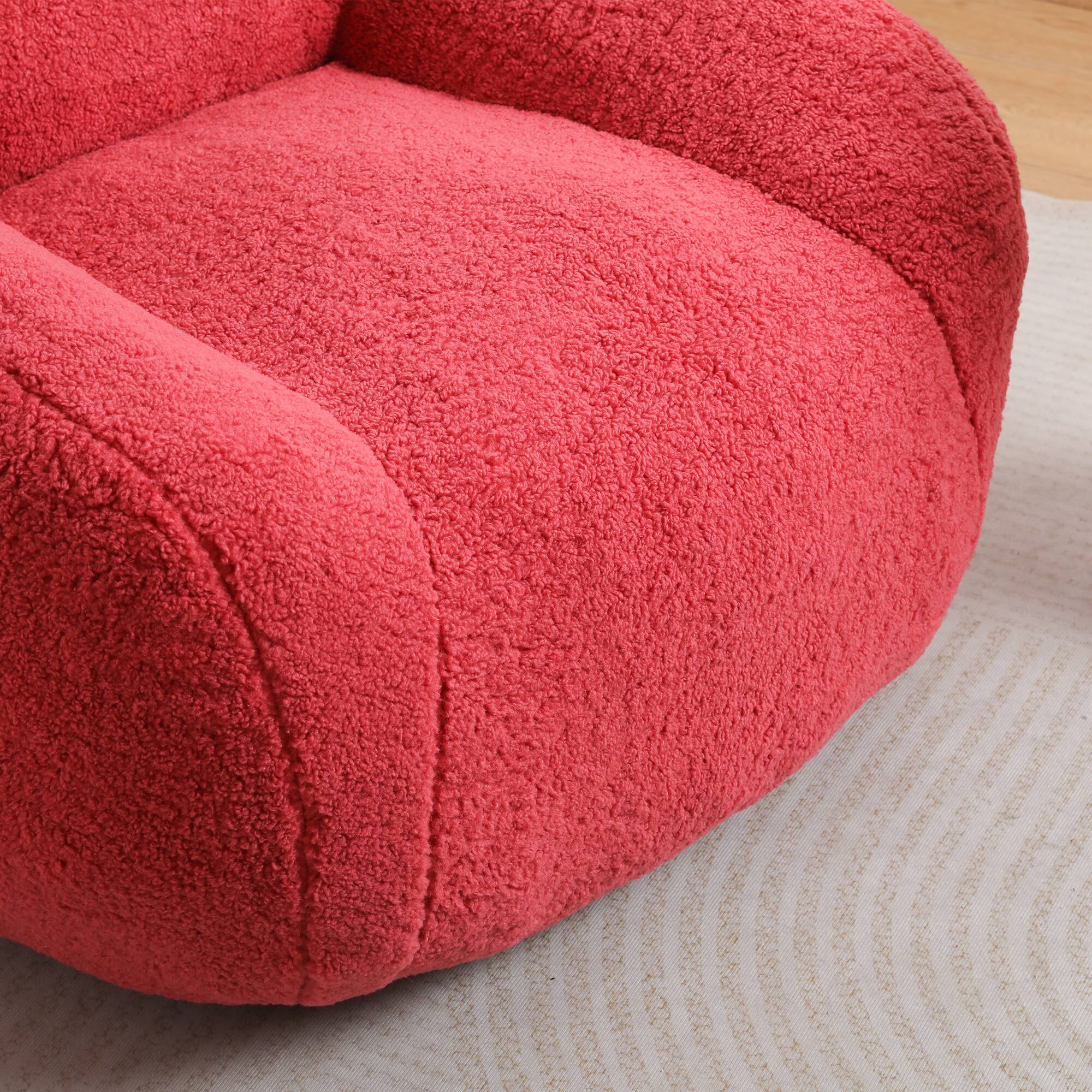 Alt View 2. GOODSILO - Giant Memory Foam Filled Bean Bag Sofa with Armrests for Adults, Spacious Faux Fur Lounger for Living Room and Bedroom - Rose Red.