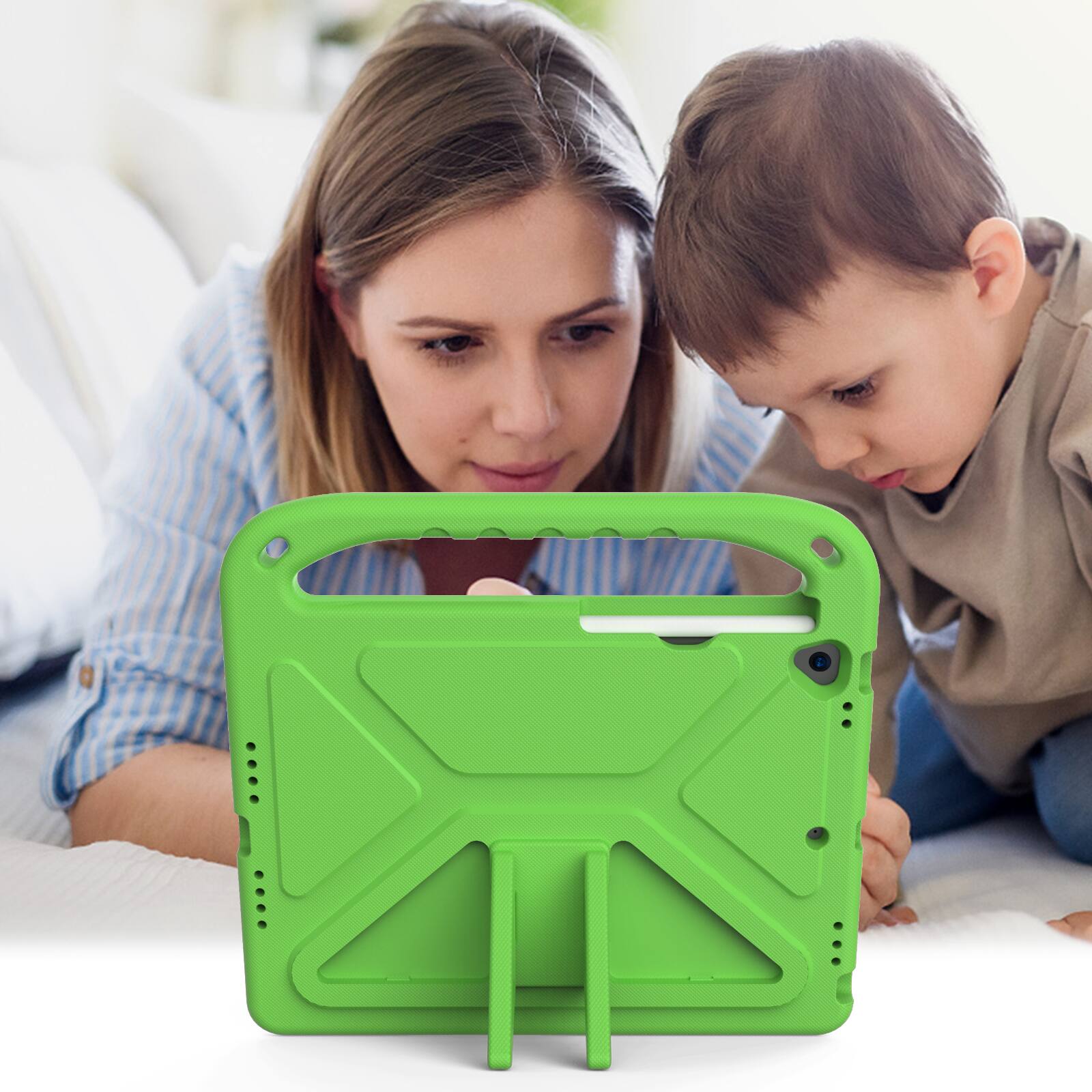 Alt View 2. UUCOVER - Lightweight EVA Case for iPad 9th 8th 7th Gen 10.2-inch (2021/2020/2019) Shockproof Handle Kickstand Anti-Slip Cover - Green.