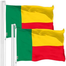 G128 - 2 Pack Benin Flag 3x5 ft — Printed 150D Polyester, Brass Grommets - Assorted Colors