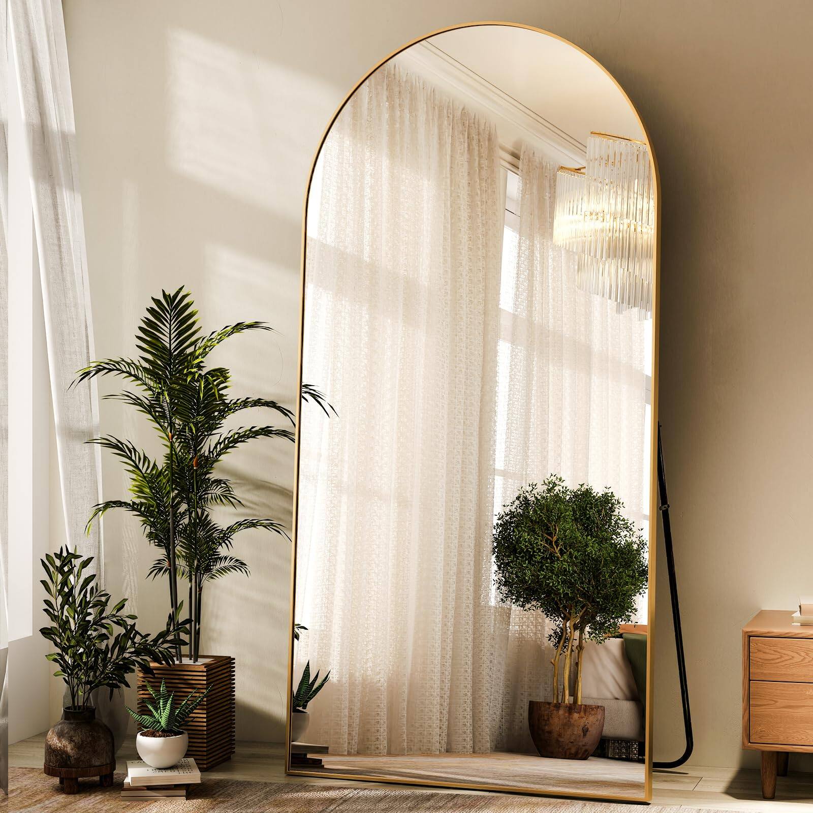 Front. HOMLUX - Arched Full Length Mirror Floor Mirrors Free-Standing Wall Mounted or Leaning Dressing Mirror.