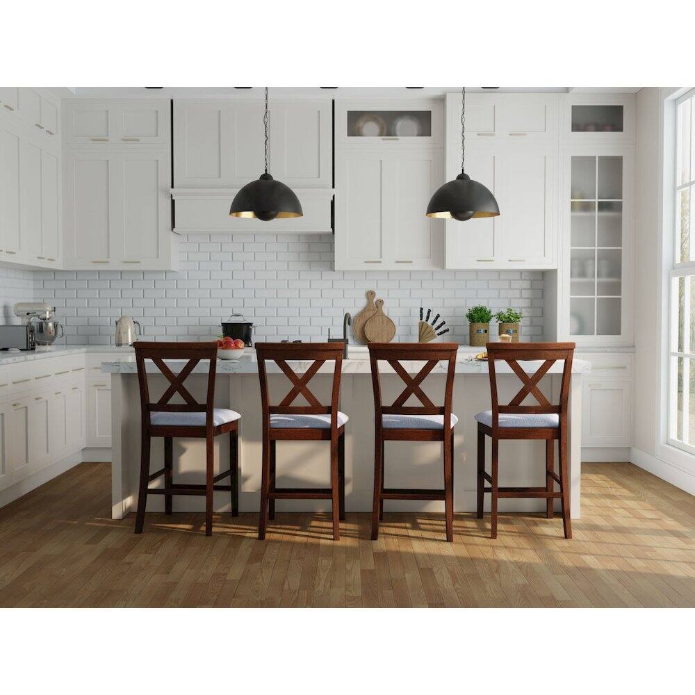 Alt View 1. Carolina Chair & Table - Taylor X-Back Counter Stools - Set of 2 - Golden Oak/White - Golden Oak, White.