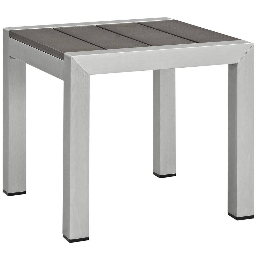 Front. Outdoor Escape - Aluminum Outdoor Side Table with Lightweight Design and Easy Maintenance - Gray.