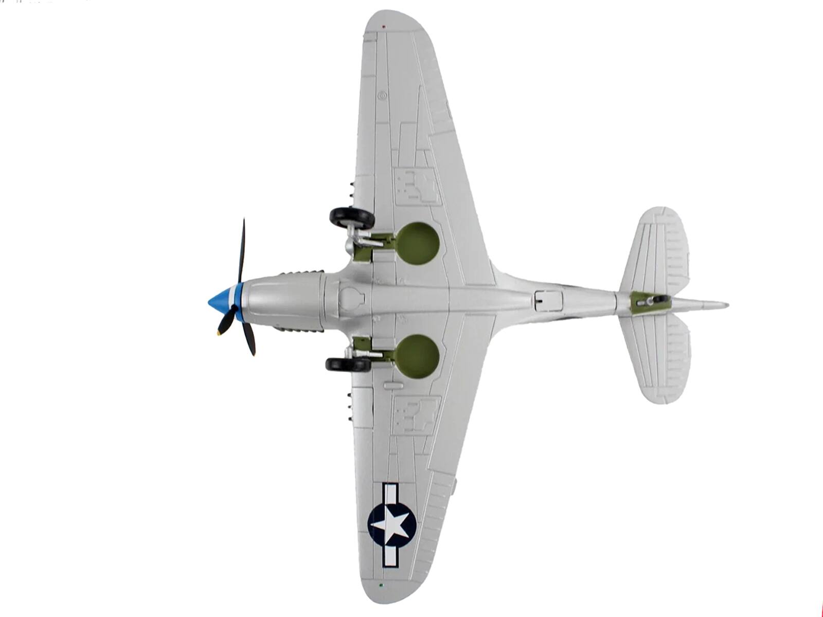 Left. Hobby Master - Curtiss P-40N Warhawk Major Gerald Johnson 49th Fighter Group Philippines 1944 US Army Air Forces Air Power 1/72 - Grey, Green, Blue.