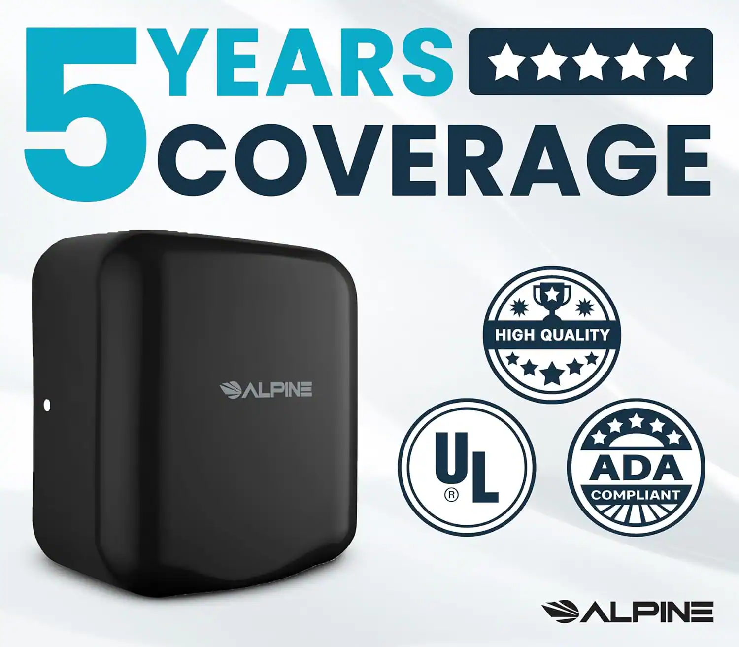YEARS 5 COVERAGE, HIGH QUALITY, ALPINE, UL, ADA COMPLIANT, ALPINE