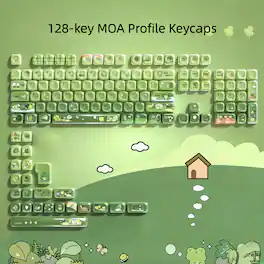Womier - PBT Keycap Set, MOA Profile Dye-Sub Custom Keyboard Keycap for Cherry MX Switch US Layout Mechanical Keyboard - Green-128 Keys