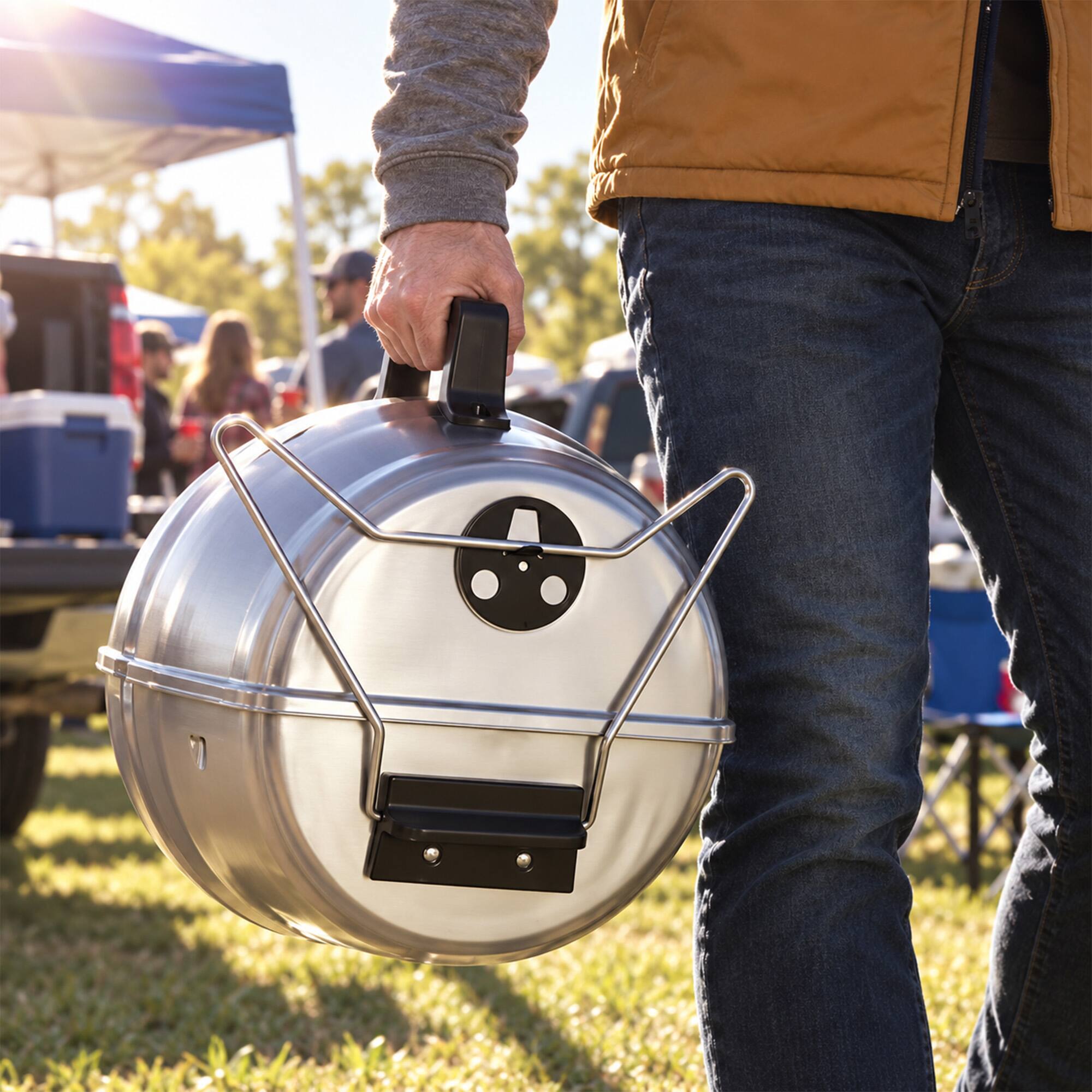 Alt View 6. Americana Grills - Americana Grills Keg A Que Charcoal BBQ Portable Grill, 186 Square Inch, Silver.