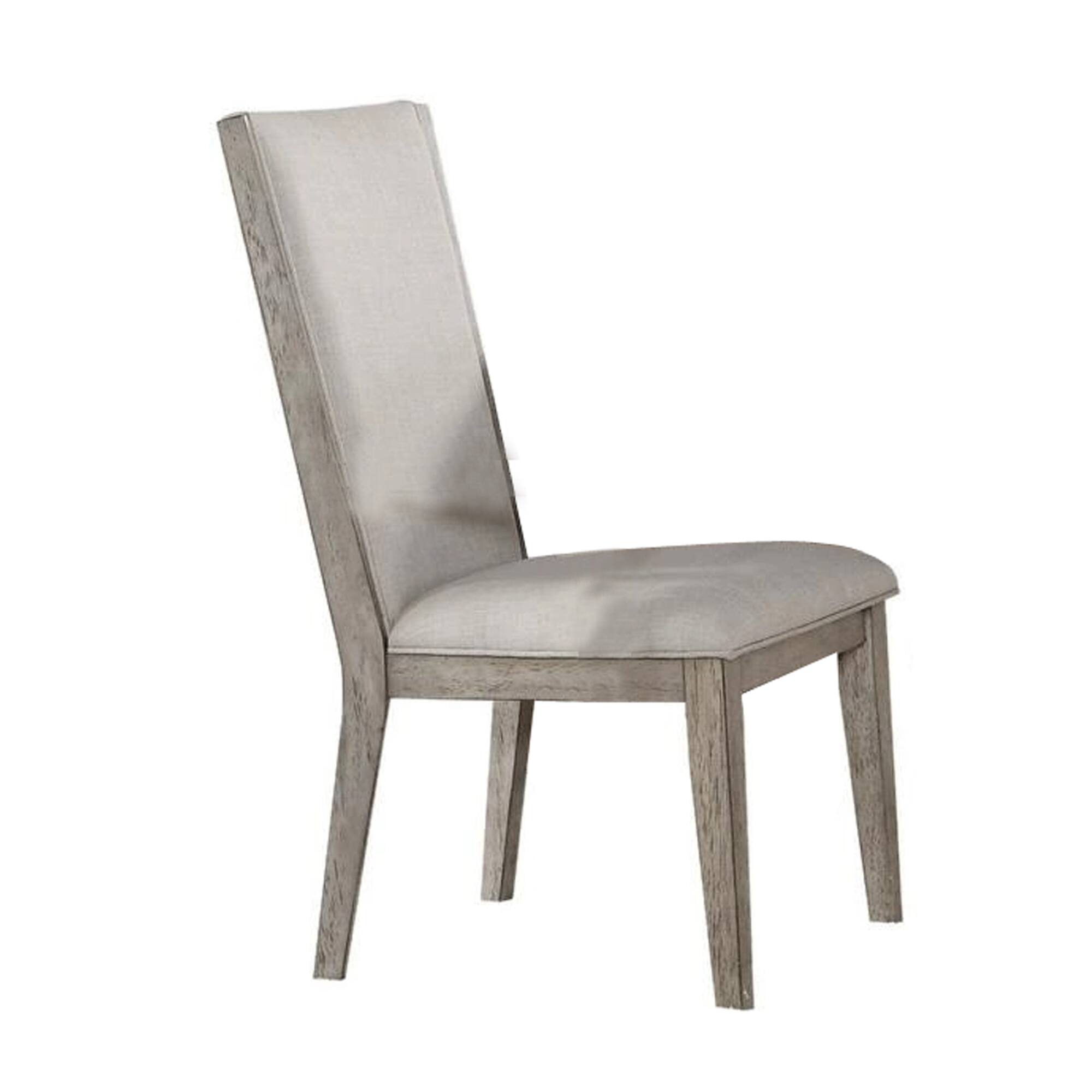 Front. Manhattan Lane - Transitional Style Wooden Side Chair with Fabric Upholstery, Set of 2 - Gray Oak.