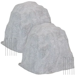 Sunnydaze - Set of 2 Artificial Polyresin Landscape Rocks with Stakes - Gray