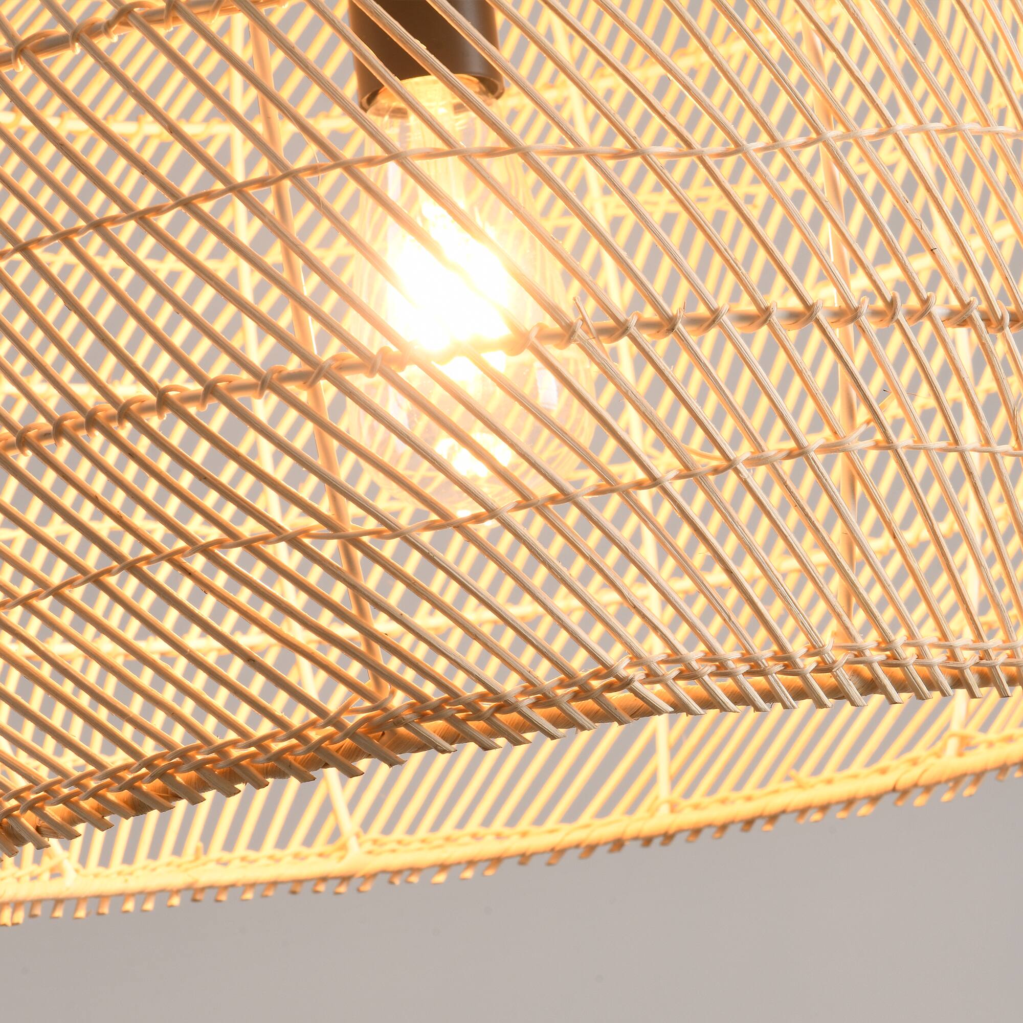 Alt View 8. Parrot Uncle - 1-Light Coasta Style Brown Hand-Woven Rattan Cloche Hanging Pendant Light.