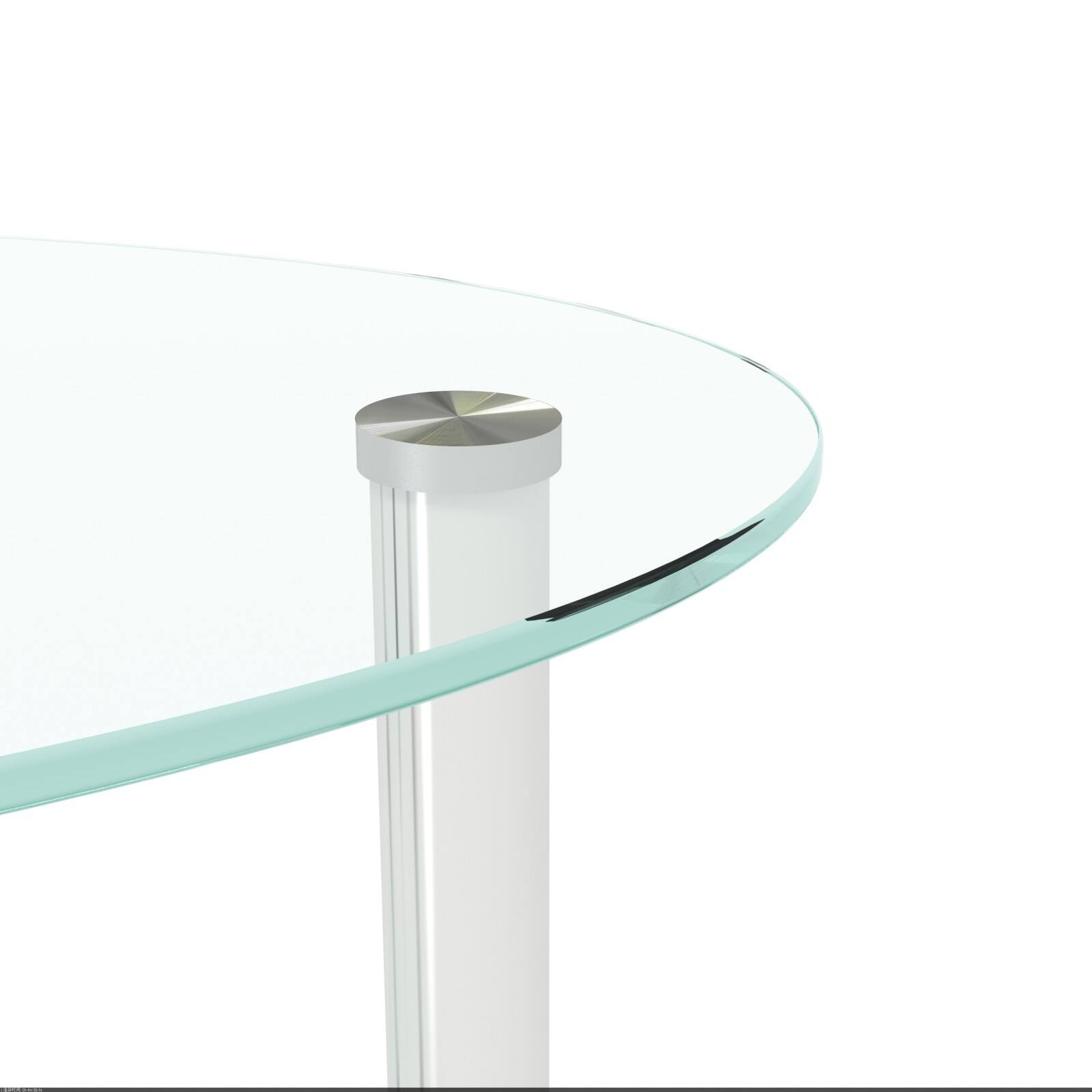 Alt View 4. Ecooso - Transparent Oval glass coffee table, modern table， stainless steel  leg, tea table 3-layer glass table for living room - Transparent.