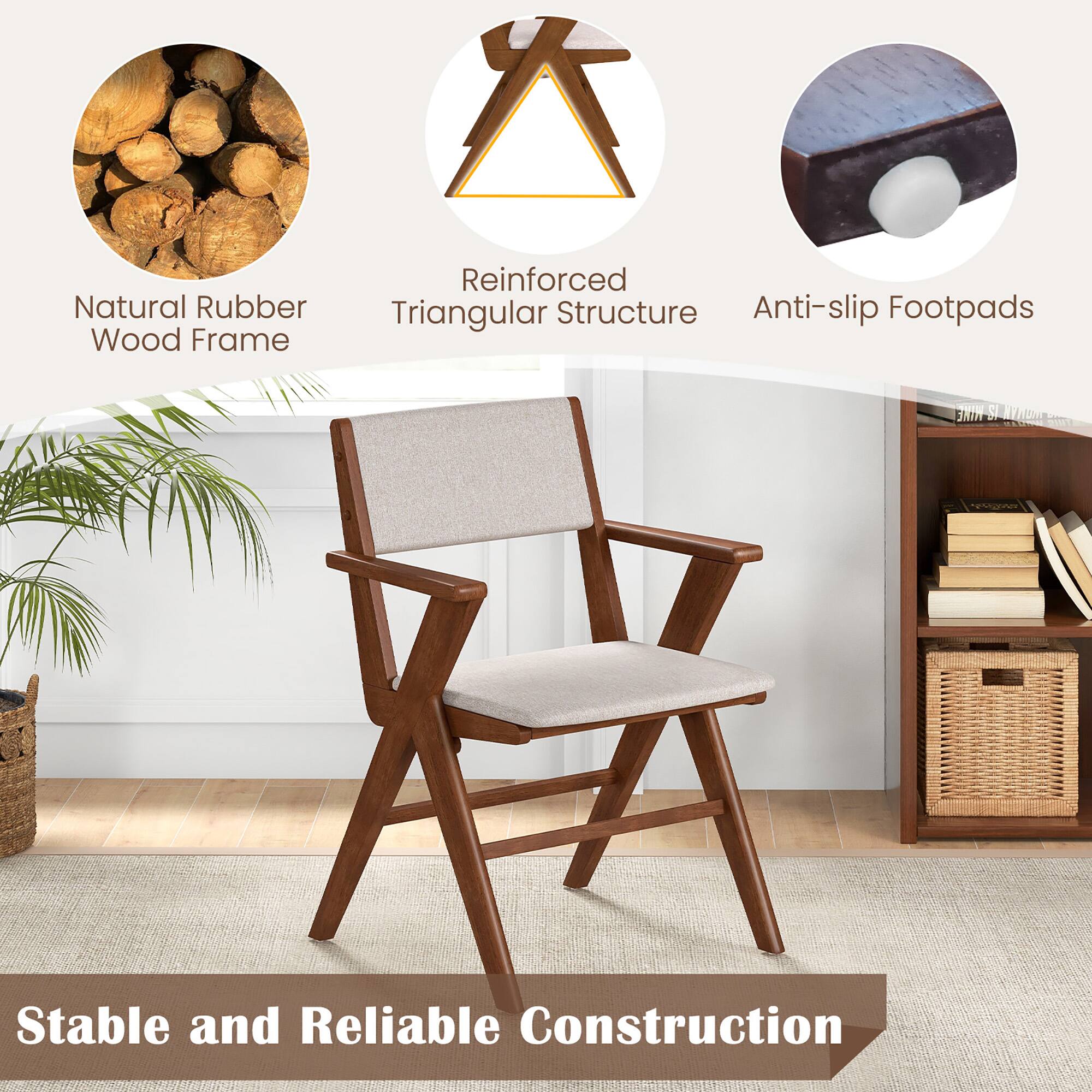 Natural Rubber Wood Frame  
Reinforced Triangular Structure  
Anti-slip Footpads  

Stable and Reliable Construction