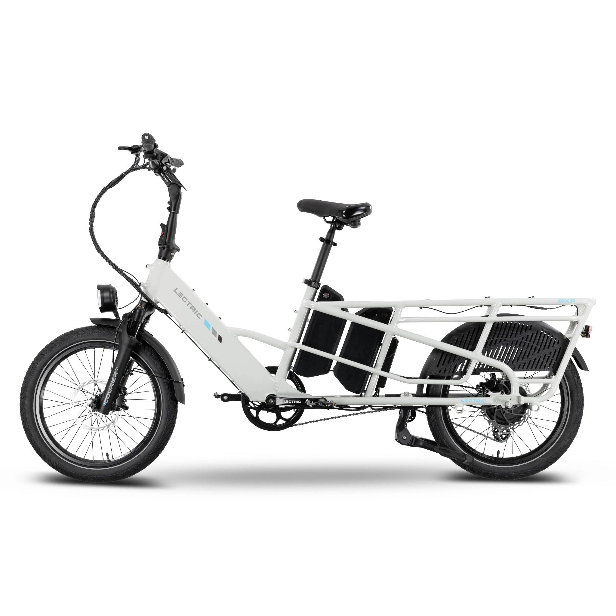 Alt View 5. Lectric eBikes - XPedition2 Dual-Battery eBike (Max 120mi/28mph) + XL Pannier Bags/Orbitor/Headlight/Running Boards/Seat Post/Cushions - Stratus White.