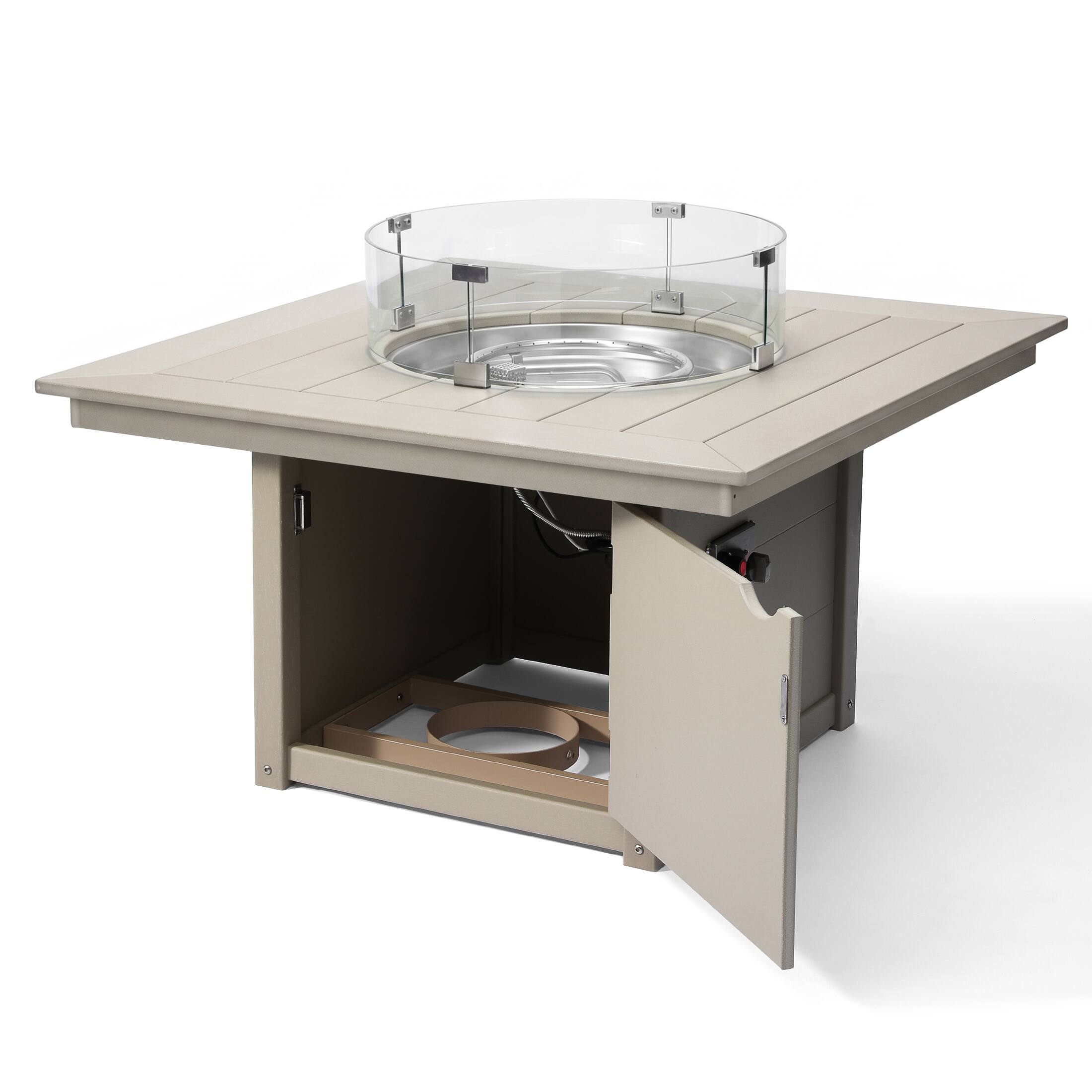 Left. WestinTrends - WestinTrends Helios 42" Modern Outdoor Patio Propane Square Fire Pit Table - Sand.