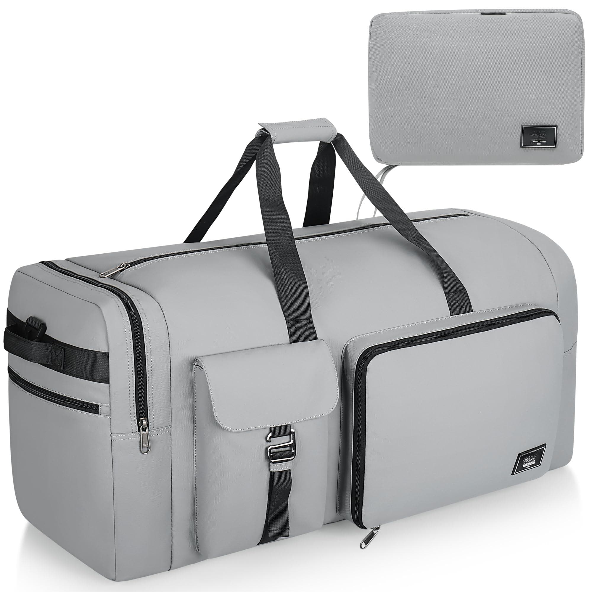 Paradigms Interiors - Travel Duffle Bag For Men And Women 34" Large Traveling With Shoes Compartment Foldable Duffel Bags Waterpr - Gray-120L